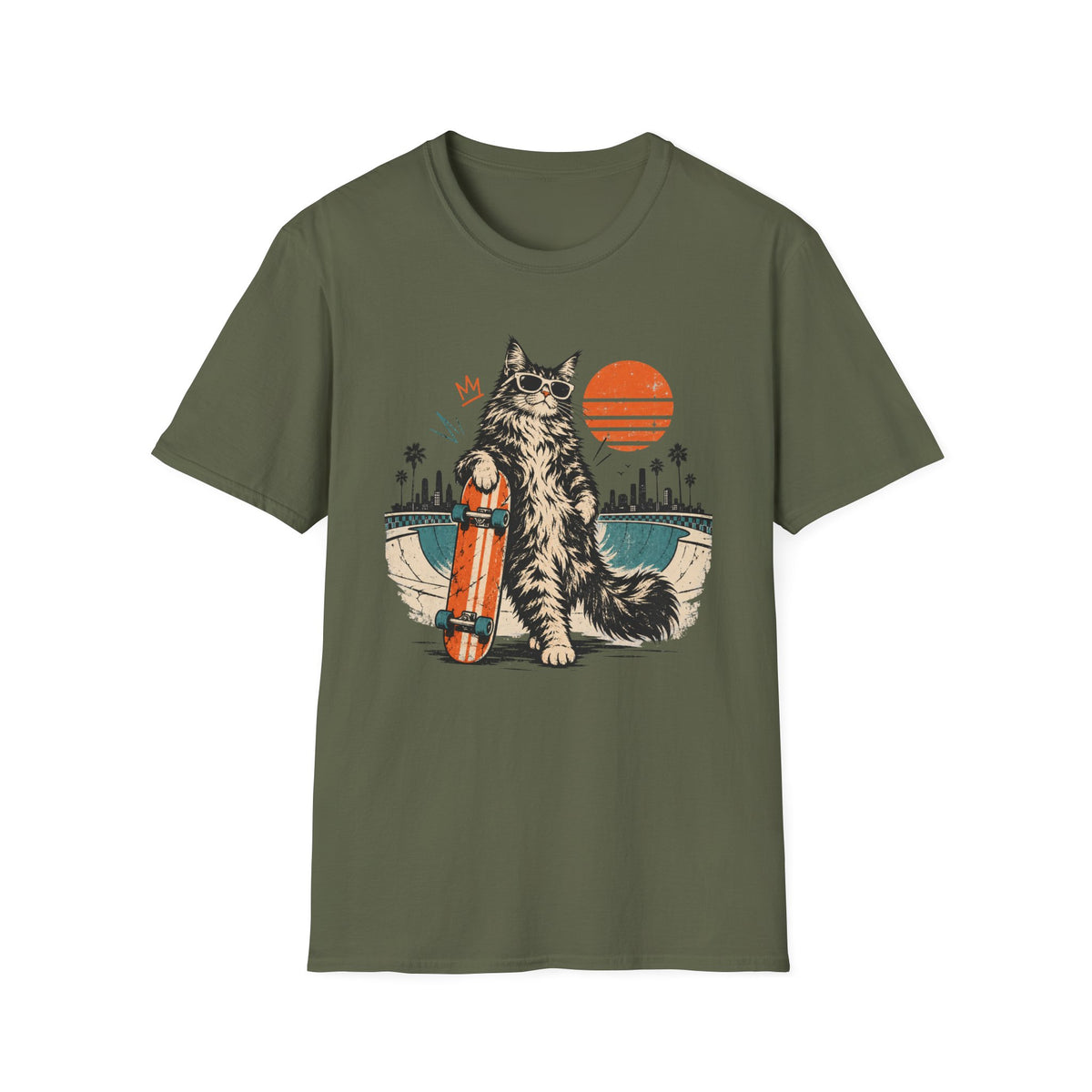 Cool Cat & Skateboard T-Shirt