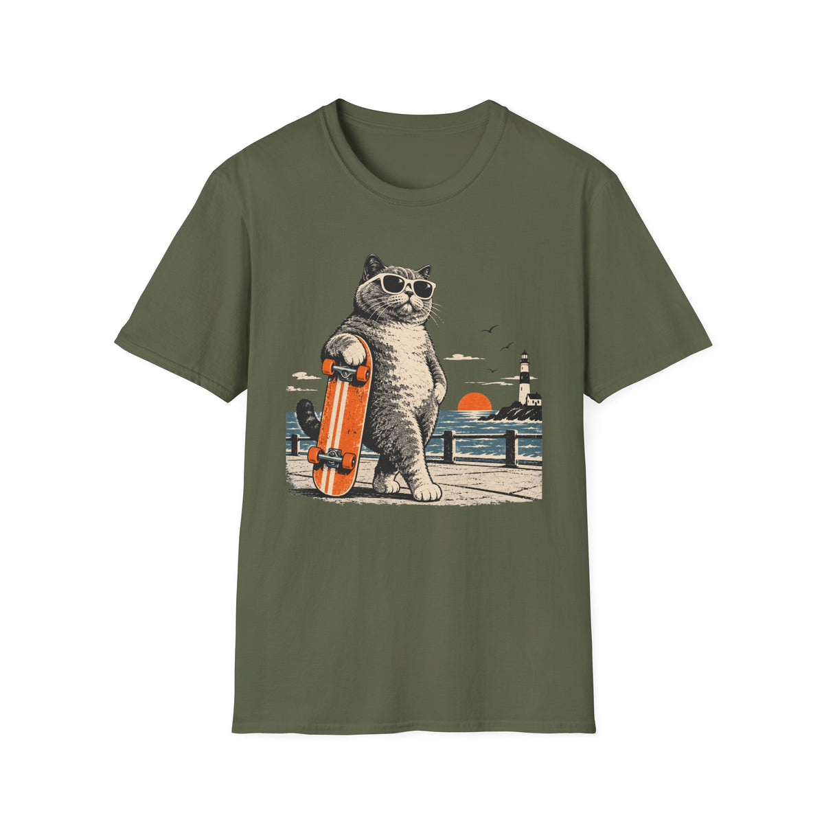 Cat & Skateboard T-Shirt