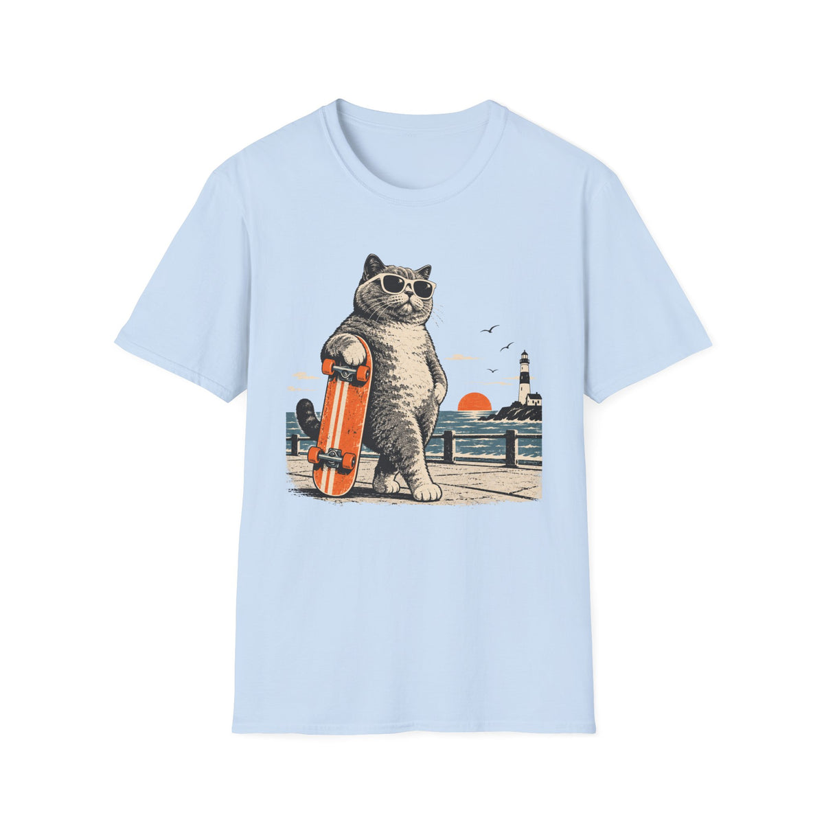 Cat & Skateboard T-Shirt