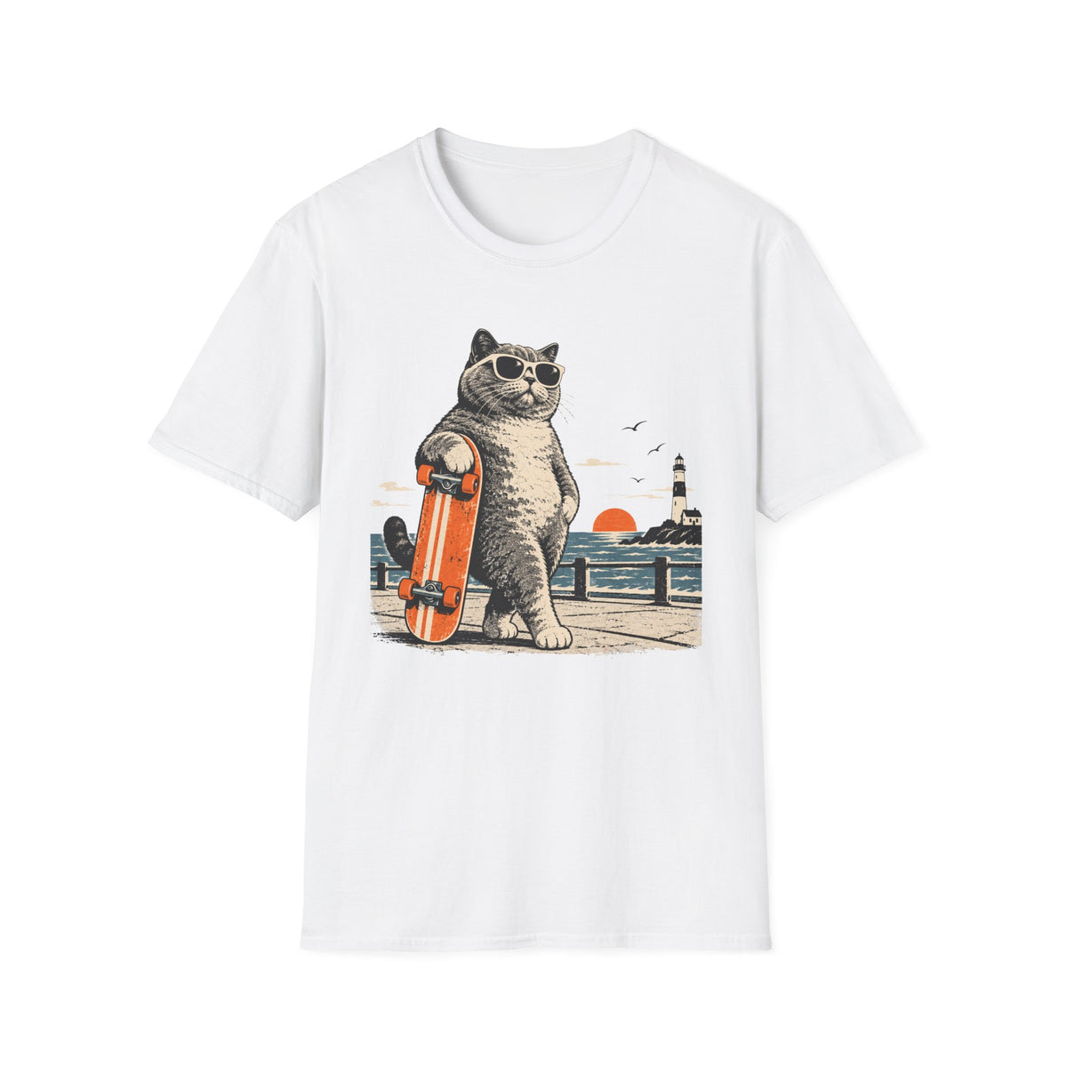 Cat & Skateboard T-Shirt