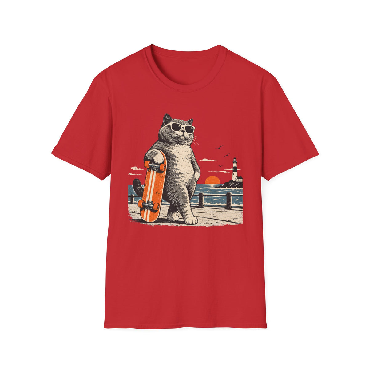 Cat & Skateboard T-Shirt